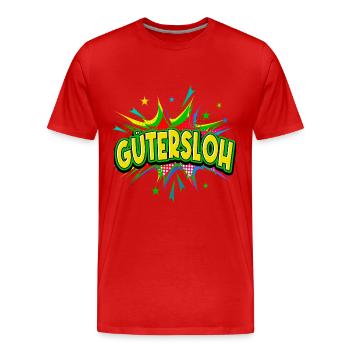 Gütersloh Allemagne Ville Pop Art Bande dessinée - T-shirt bio Premium Homme - rouge - Devant - Damien (186cm)