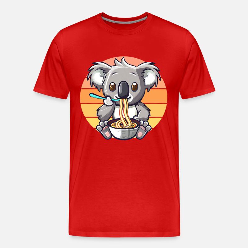 Koala isst Ramen Nudeln - Männer Premium Bio T-Shirt - Rot