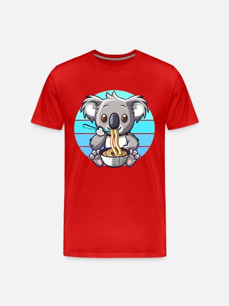 Koala isst Ramen Nudeln - Männer Premium Bio T-Shirt - Rot