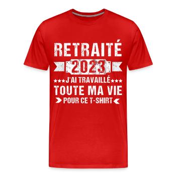 Retraité 2023 humour retraite cadeau pour retraité - T-shirt bio Premium Homme - rouge - Devant - Damien (186cm)