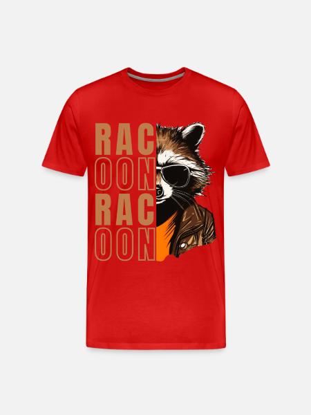 Waschbär mit Sonnenbrille - Männer Premium Bio T-Shirt - Rot