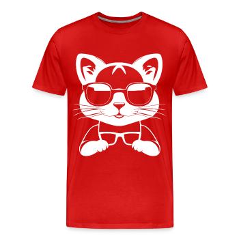 Furet portant des lunettes de soleil Cool Ferrets - T-shirt bio Premium Homme - rouge - Devant - Damien (186cm)