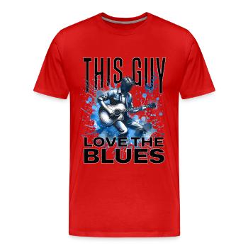 Love the Blues... - Männer Premium Bio T-Shirt - Rot - Vorne - Damien (186cm)