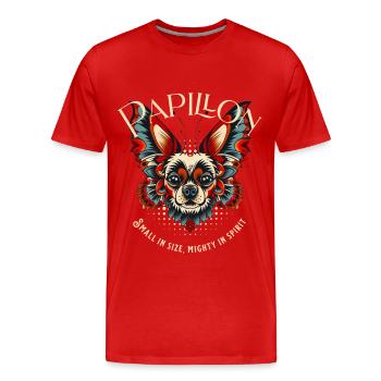 Papillon Hund - Männer Premium Bio T-Shirt - Rot - Vorne - Damien (186cm)
