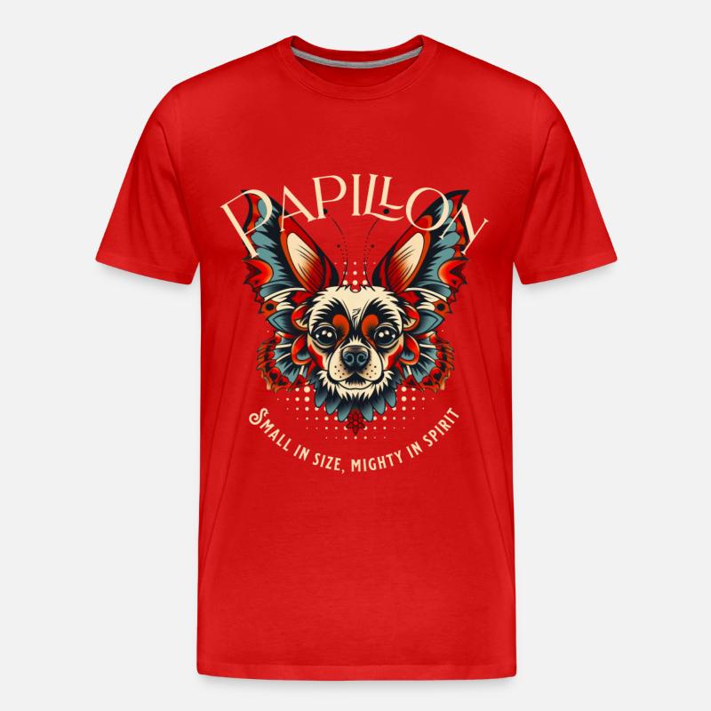 Papillon Hund - Männer Premium Bio T-Shirt - Rot