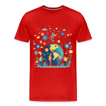 Social Media und Online Netzwerke - Männer Premium Bio T-Shirt - Rot - Vorne - Damien (186cm)