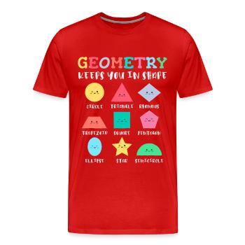 Formes géométriques avec des dictons positifs - T-shirt bio Premium Homme - rouge - Devant - Damien (186cm)