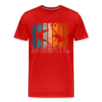 Parkour Running Courage Backflip - T-shirt bio Premium Homme - rouge - Devant - Damien (186cm)