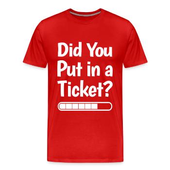 Avez-vous créé un billet ? Mème informatique drôle - T-shirt bio Premium Homme - rouge - Devant - Damien (186cm)