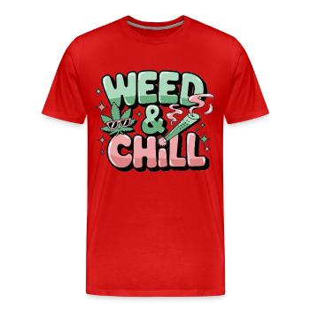 Weed & Chill – Chemise de stoner amusante sur Relaxed - T-shirt bio Premium Homme - rouge - Devant - Damien (186cm)
