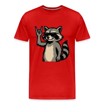 Cooler Waschbär mit Sonnenbrille. - Männer Premium Bio T-Shirt - Rot - Vorne - Damien (186cm)