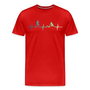 Trailrunning-Herzschlag - Männer Premium Bio T-Shirt - Rot - Vorne - Damien (186cm)