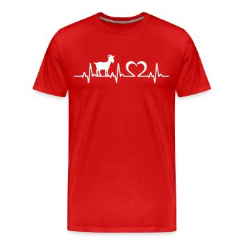Battement de cœur de chèvre - T-shirt bio Premium Homme - rouge - Devant - Damien (186cm)