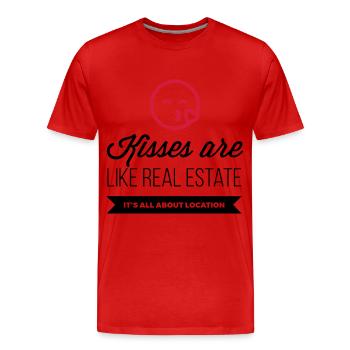 Küsse sind wie Immobilien. Lage, Lage, Lage! - Männer Premium Bio T-Shirt - Rot - Vorne - Damien (186cm)