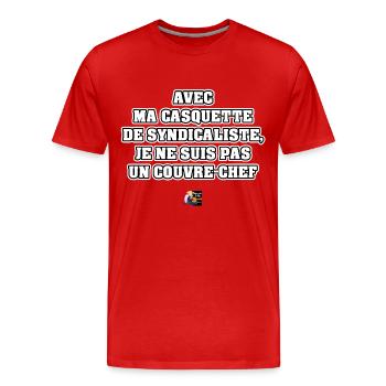 AVEC MA CASQUETTE DE SYNDICALISTE, JE NE SUIS PAS - T-shirt bio Premium Homme - rouge - Devant - Damien (186cm)