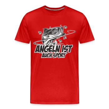 Angeln ist auch Sport - Männer Premium Bio T-Shirt - Rot - Vorne - Damien (186cm)