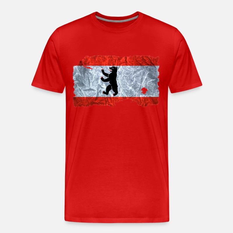 Regard drapeau Berlin / drapeau de cru utilisé - T-shirt bio Premium Homme - rouge