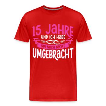 Kristallhochzeit 15. Hochzeitstag Ehepaar Geschenk - Männer Premium Bio T-Shirt - Rot - Vorne - Damien (186cm)