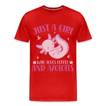Axolotl - Men's Premium Organic T-Shirt - red - Front - Damien (186cm)