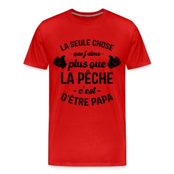 J'aime pêcher et être papa, Cadeau papa pêcher - T-shirt bio Premium Homme - rouge - Devant - Damien (186cm)