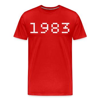 1983 Année de naissance - T-shirt bio Premium Homme - rouge - Devant - Damien (186cm)