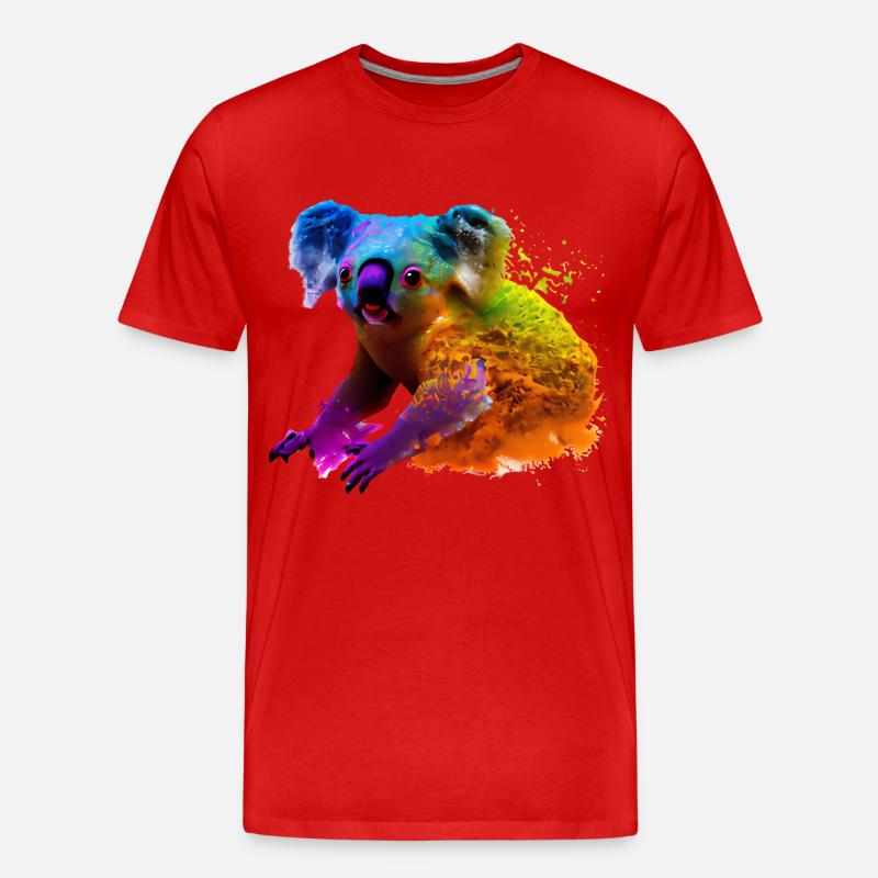 Koala in Farbexplosion - Männer Premium Bio T-Shirt - Rot