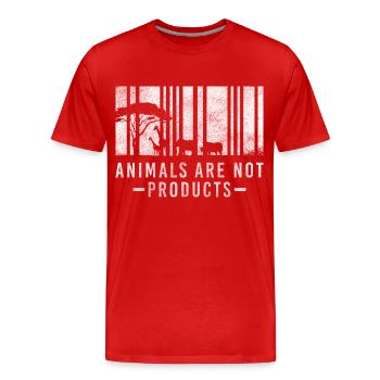 Tierfreund Vegetarier Retttung Fleischlos - Männer Premium Bio T-Shirt - Rot - Vorne - Damien (186cm)