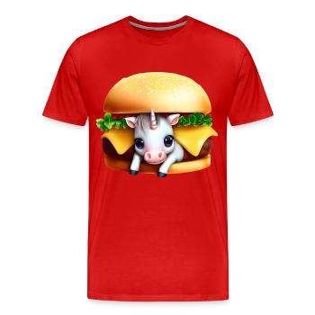 Unicorn Cheeseburger - Men's Premium Organic T-Shirt - red - Front - Damien (186cm)