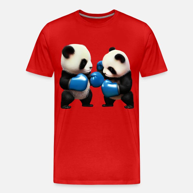 Kämpfende Panda Bären - Männer Premium Bio T-Shirt - Rot
