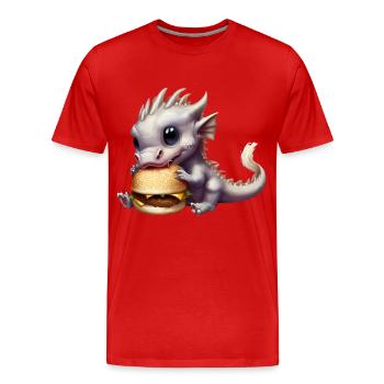 Cheeseburger Dragon - Men's Premium Organic T-Shirt - red - Front - Damien (186cm)