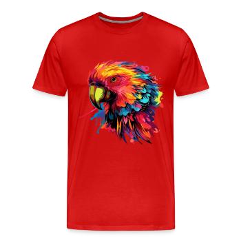 Bunter Papagei Farbkleckse - Männer Premium Bio T-Shirt - Rot - Vorne - Damien (186cm)