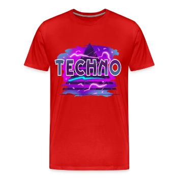 Techno - Männer Premium Bio T-Shirt - Rot - Vorne - Damien (186cm)