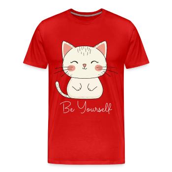 Cat Be Yourself Be Yourself Love Motivation - Men's Premium Organic T-Shirt - red - Front - Damien (186cm)