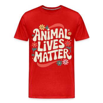 Vegetarian Vegan Veggie Vegetarian - Men's Premium Organic T-Shirt - red - Front - Damien (186cm)