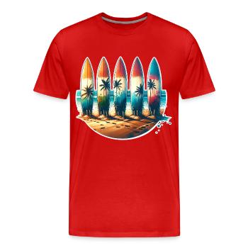 Surfing Surfers - Men's Premium Organic T-Shirt - red - Front - Damien (186cm)