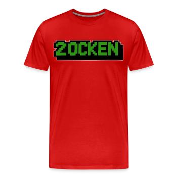 Lettering Zocken Retro Computer - T-shirt bio Premium Homme - rouge - Devant - Damien (186cm)