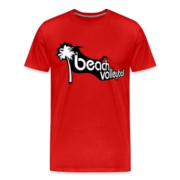 Beachvolleyball und Palme - Männer Premium Bio T-Shirt - Rot - Vorne - Damien (186cm)