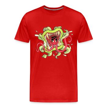 Plante Carnivore Tattoo - T-shirt bio Premium Homme - rouge - Devant - Damien (186cm)