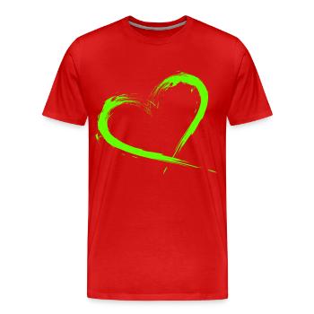 Heart Design Brush Green Light Green - Men's Premium Organic T-Shirt - red - Front - Damien (186cm)