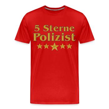 Goldene Serie - 5 Sterne Polizist - Männer Premium Bio T-Shirt - Rot - Vorne - Damien (186cm)