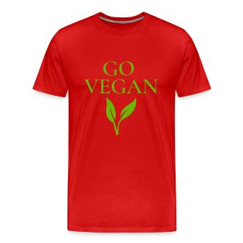 Go Vegan Veganer Vegan vegetarisch - Männer Premium Bio T-Shirt - Rot - Vorne - Damien (186cm)
