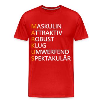 Markus Name Geschenk - Männer Premium Bio T-Shirt - Rot - Vorne - Damien (186cm)