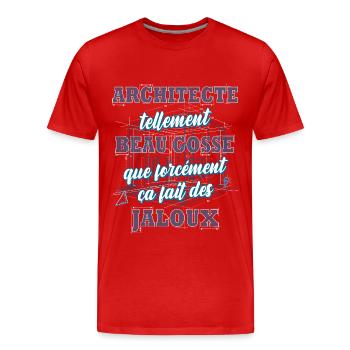 Architecte humour cadeau architecte beau gosse - T-shirt bio Premium Homme - rouge - Devant - Damien (186cm)