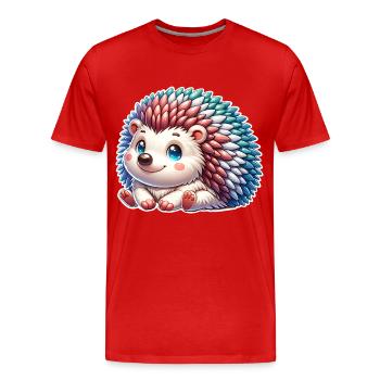 Hedgehog - Men's Premium Organic T-Shirt - red - Front - Damien (186cm)
