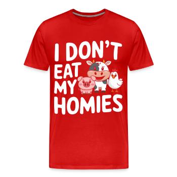 Végétarien Végétalien Végétarien Végétarien - T-shirt bio Premium Homme - rouge - Devant - Damien (186cm)