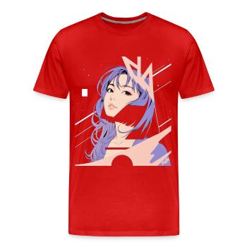 Weltraum-Nostalgie ✨ - Männer Premium Bio T-Shirt - Rot - Vorne - Damien (186cm)