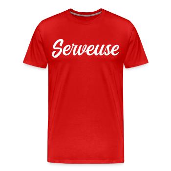 Serveuse  - T-shirt bio Premium Homme - rouge - Devant - Damien (186cm)