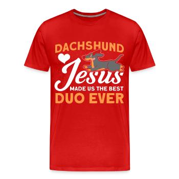 Dachshund Dachshund Dachshund Mama Dachshund Pet - Men's Premium Organic T-Shirt - red - Front - Damien (186cm)