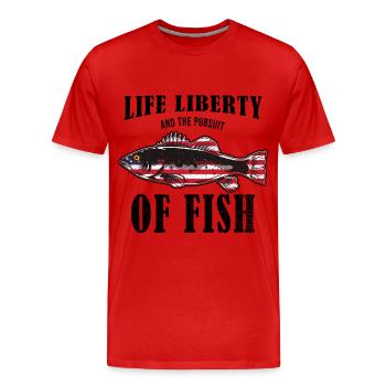 Life Liberty & The Pursuit Of Fish USA Fishing - Men's Premium Organic T-Shirt - red - Front - Damien (186cm)