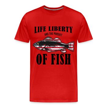 Life Liberty & The Pursuit Of Fish USA Fishing - Men's Premium Organic T-Shirt - red - Front - Damien (186cm)